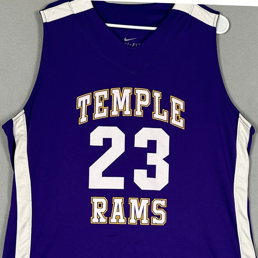 Temple Rams Nike Jersey Mens XL Dri-Fit Purple NCAA Basketball V-Neck Sportswear